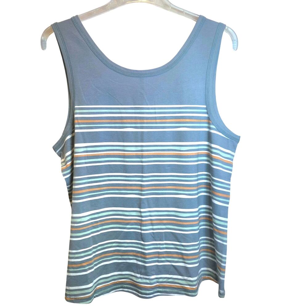 Kuhl Solstice Tank Top Henley Stripe Sz Large Blue Green Shirt Buttons Stretch - Picture 4 of 15